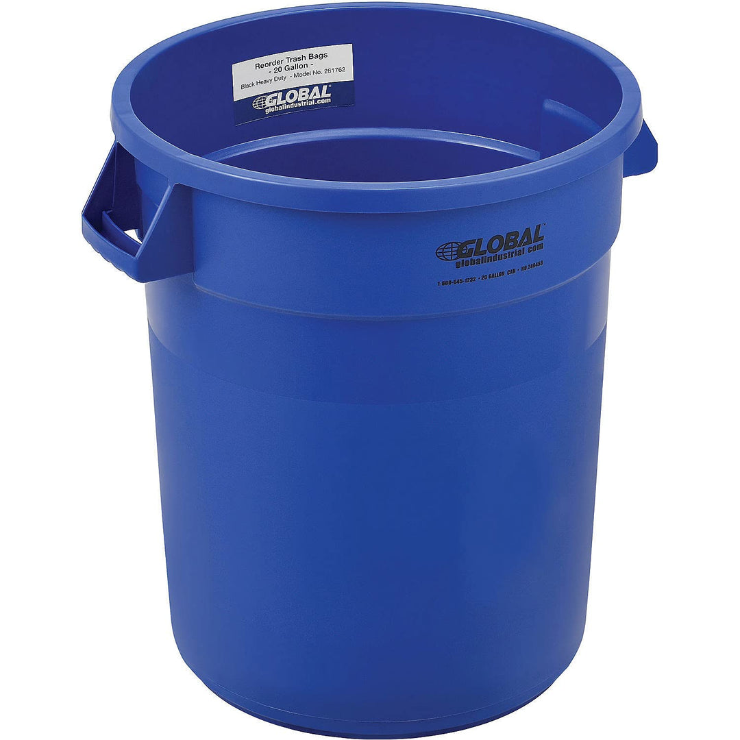 Global Industrial 20 Gallon Plastic Trash Container Garbage Can - Blue