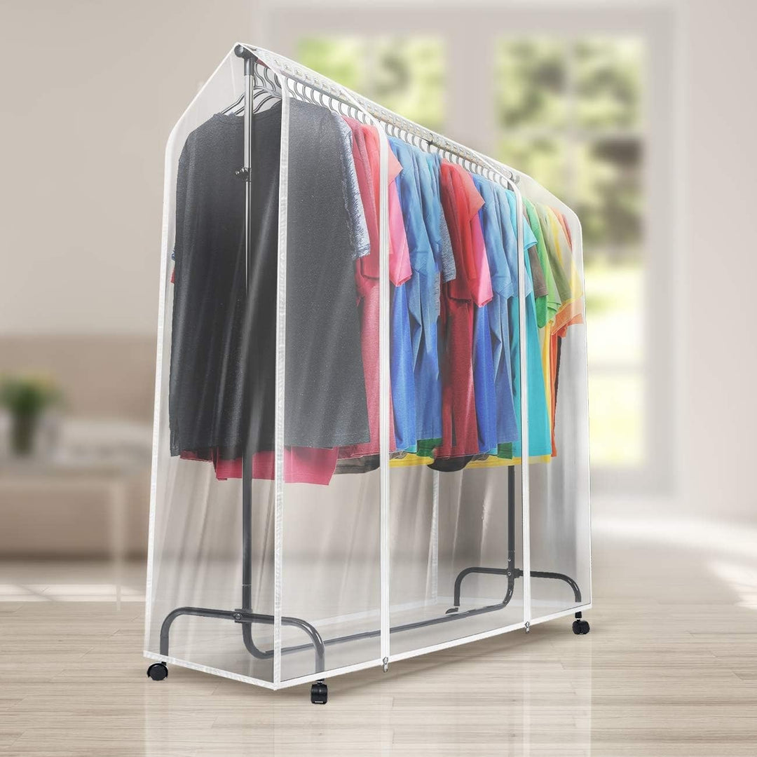 6 Ft Transparent Clothes Rail Cover Coat Hanger Protector Storage Set of 2 - Diamond Home USA