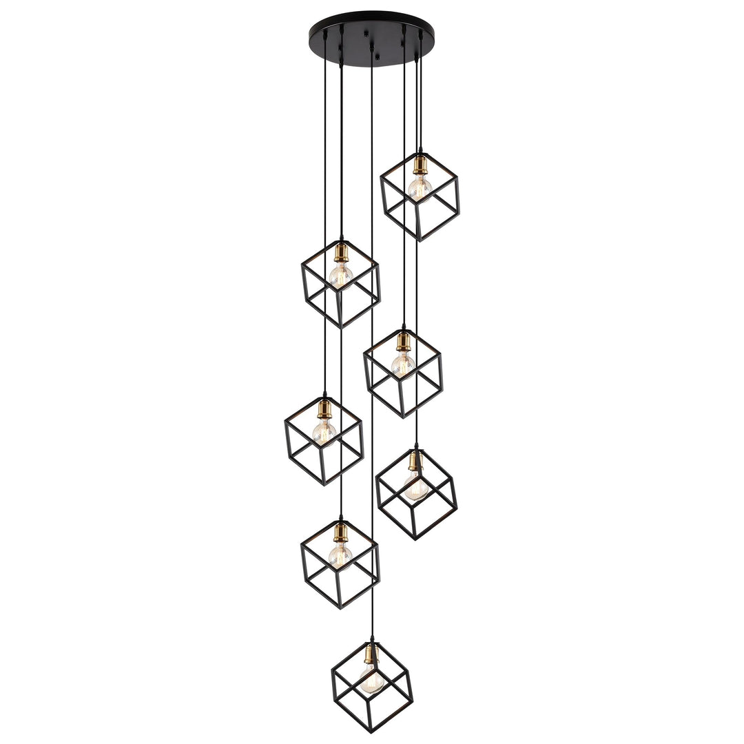 7 Light Cluster Geometric Staircase Adjustable Height Stairway Chandelier - Diamond Home USA