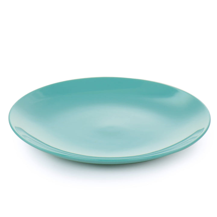 12 Pc Round Stoneware Dinnerware Set in Teal Green Turquoise Solid Casual - Diamond Home USA