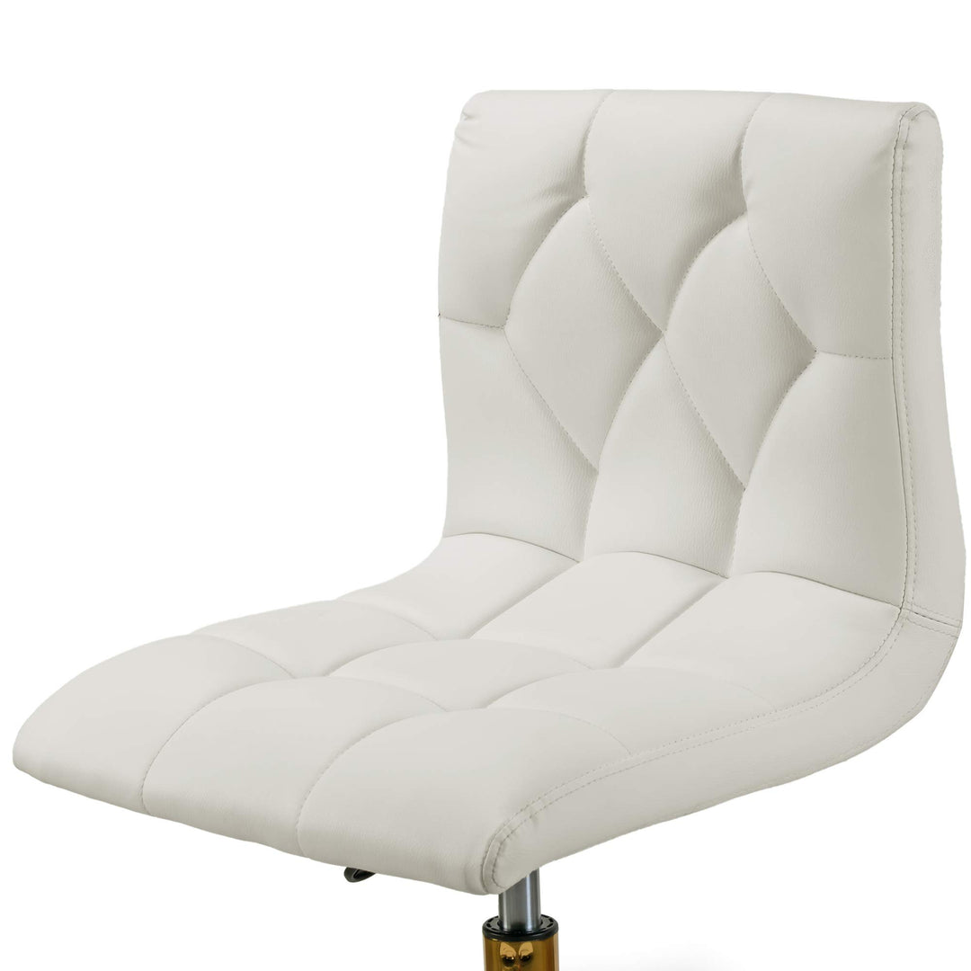 Glamour Home Aman Faux Leather Adjustable Height Swivel Office Chair in Cream