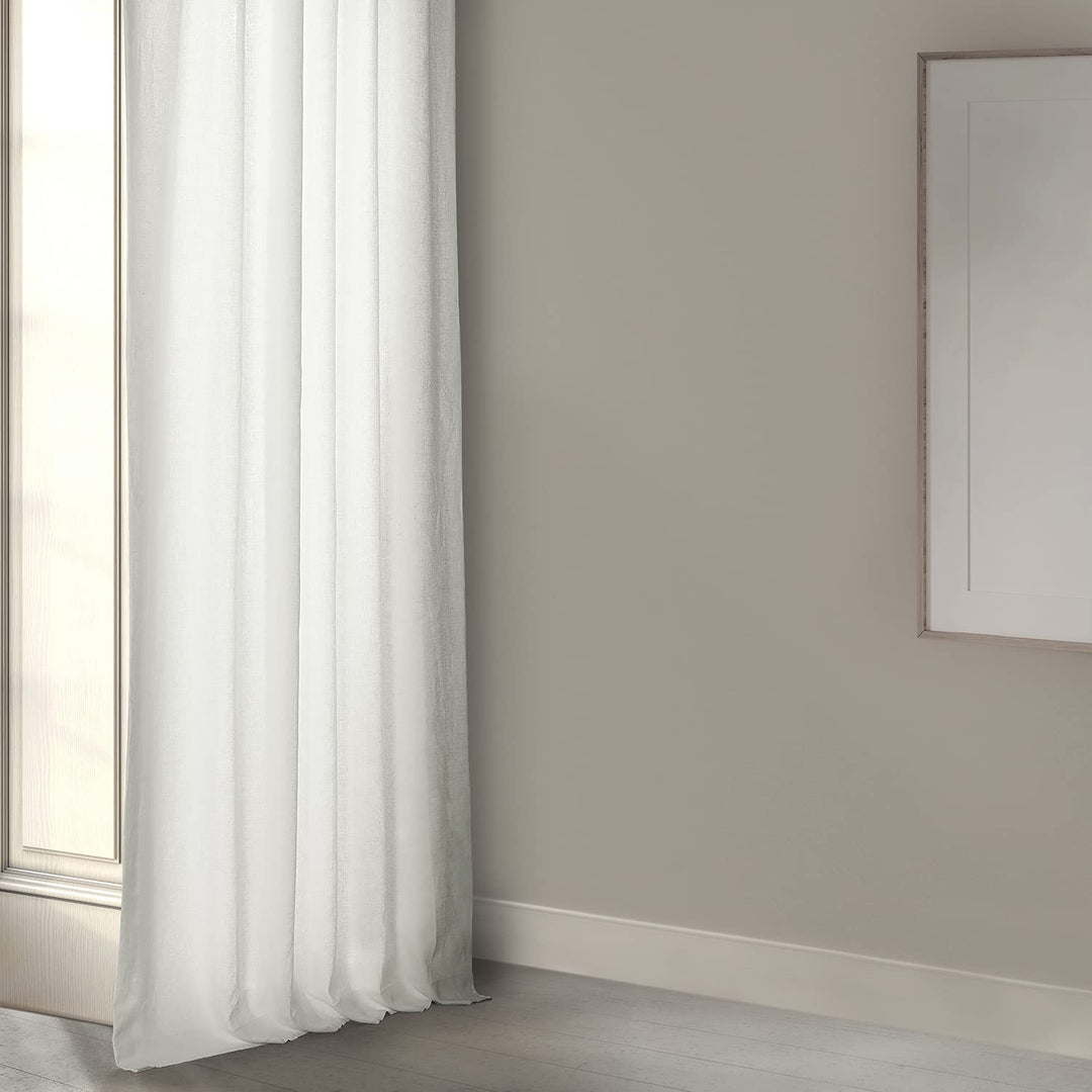 HPD Half Price Drapes 100% Euro Linen Room Darkening Curtains for Bedroom & 50 X 108 - Warm White