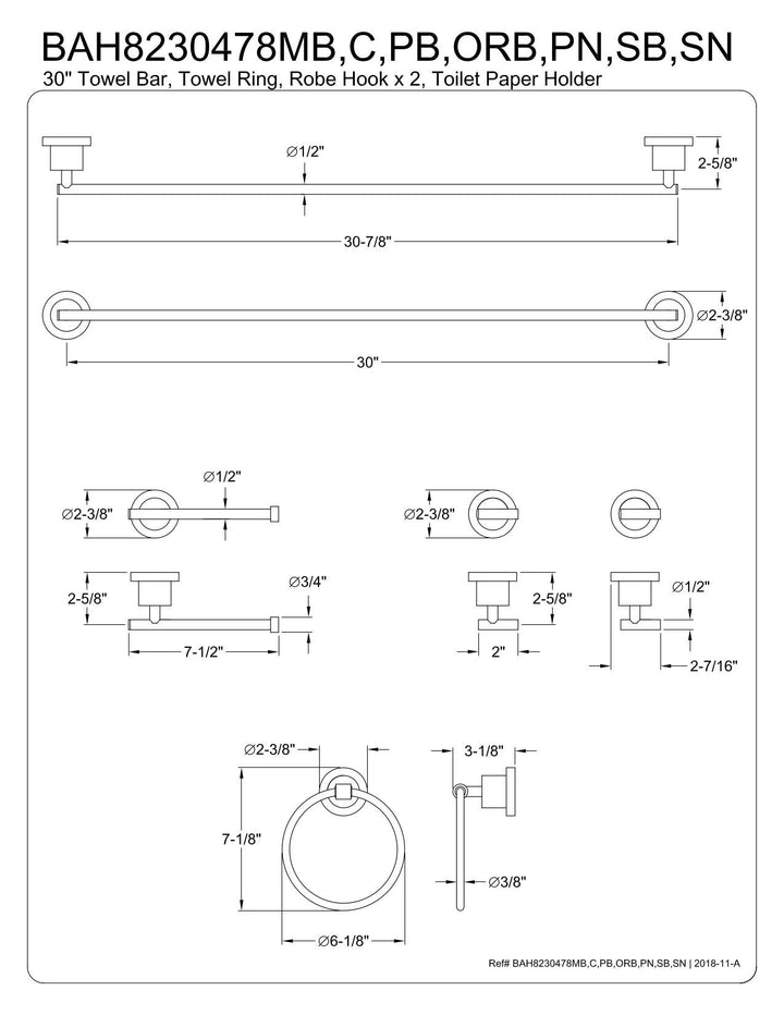 Kingston Brass Concord 5-Piece Bathroom Hardware Set