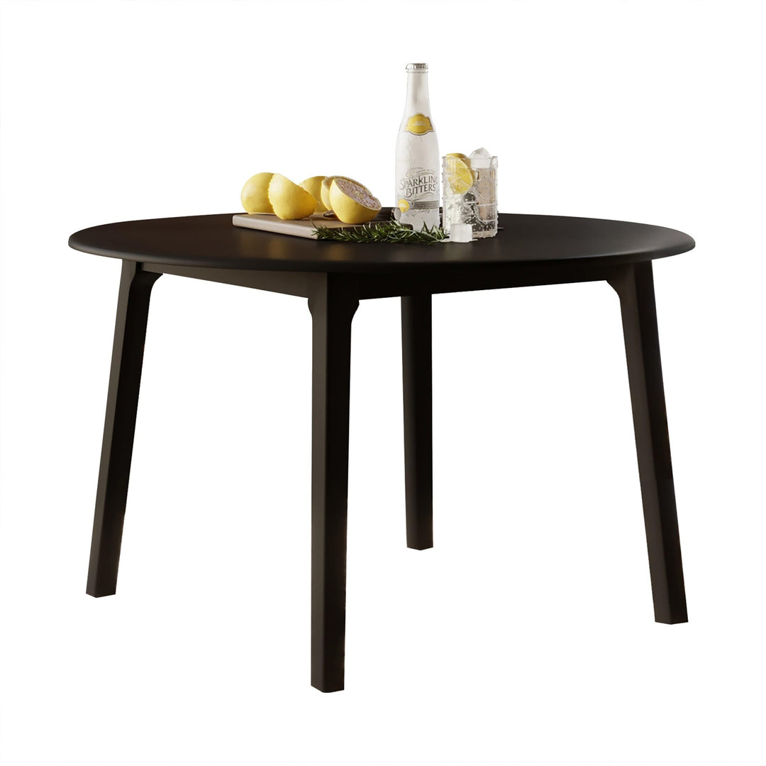 Transitional Drop-Leaf Dining Table Black Farmhouse Round Wood Finish