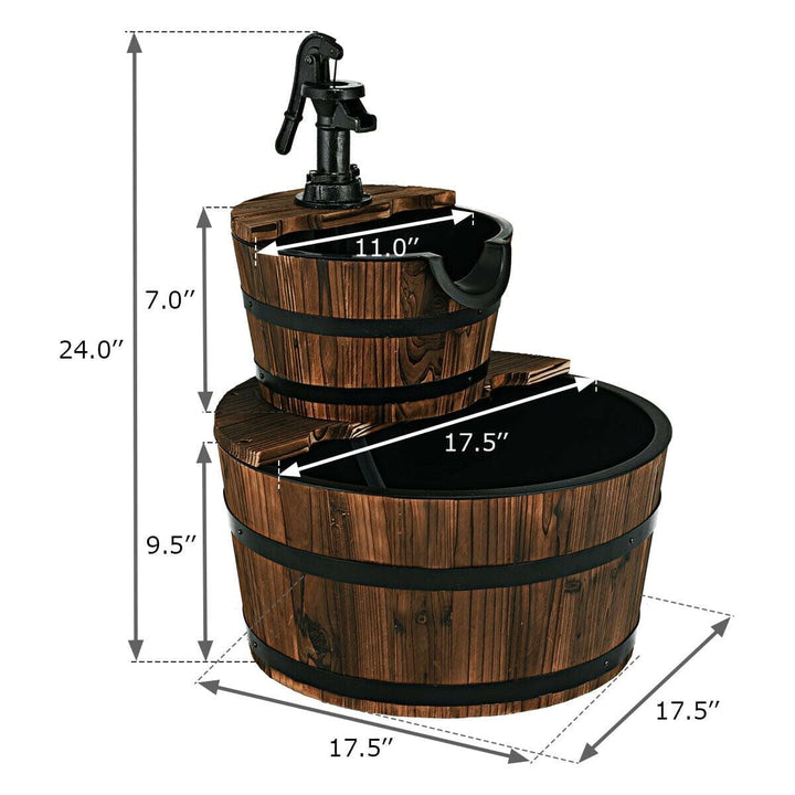 Wooden Waterfall Fountain Bucket Brown Wood