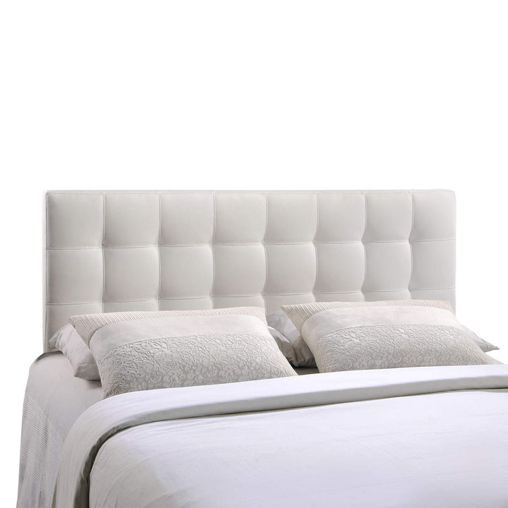 Lily Queen Vinyl Headboard White Modern Contemporary Faux Leather Tufted