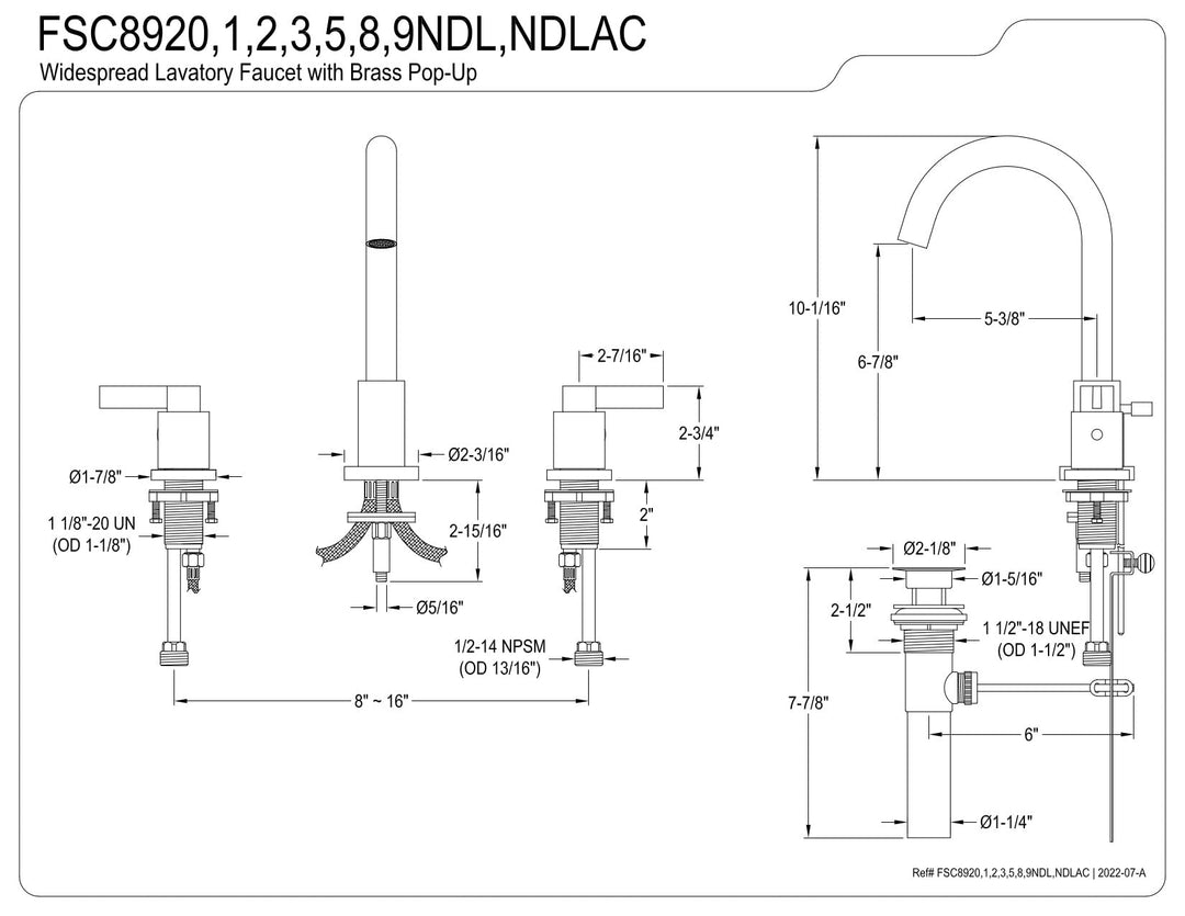 Kingston Brass NuvoFusion Two-Handle 3-Hole Deck Mount Widespread Bathroom Faucet