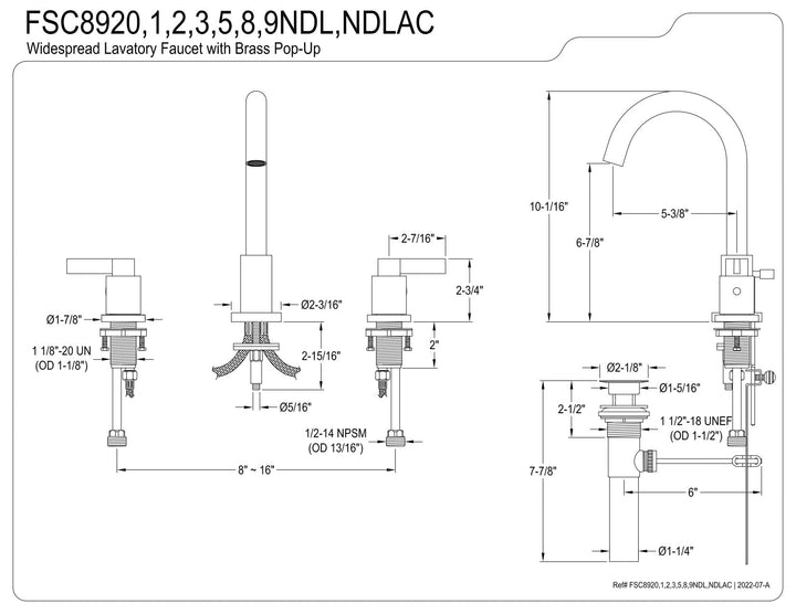 Kingston Brass NuvoFusion Two-Handle 3-Hole Deck Mount Widespread Bathroom Faucet