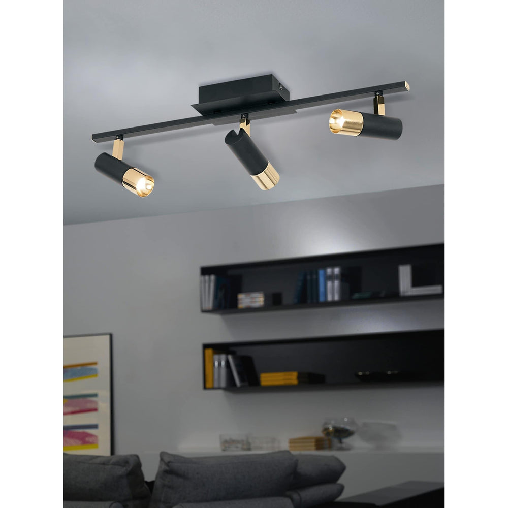 3-Light Led Fixed Track Flush Wall Mount with Adjustable Shades Black Brown - Diamond Home USA