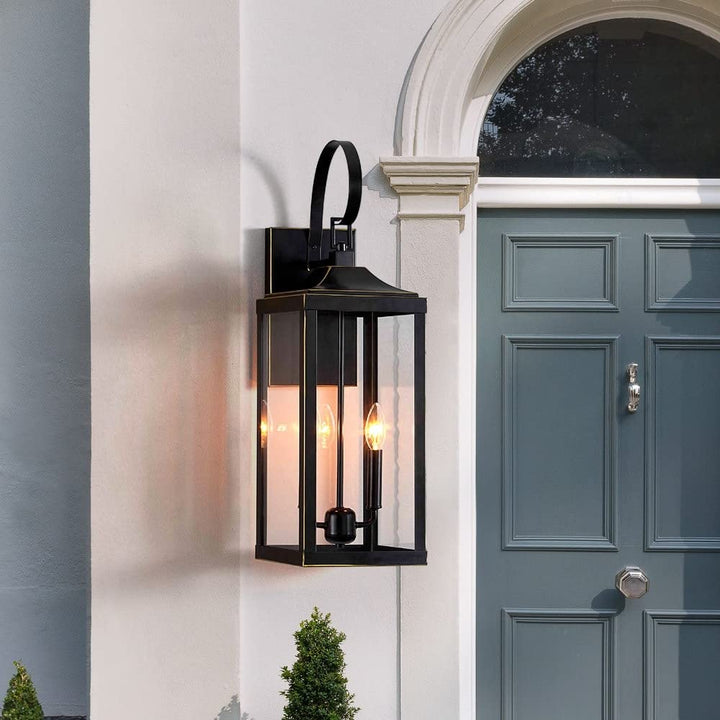 25.7' h 2-Light Large Outdoor Bronze Exterior Wall Lantern Sconce Light Bronze with Gold Highlight