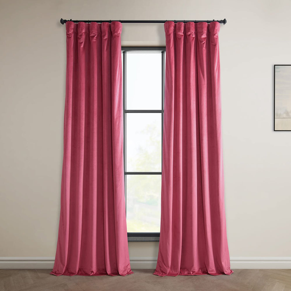 HPD Half Price Drapes Heritage Plush Velvet Curtains 108 Inches Long Room 50 X 108 - Dark Pink