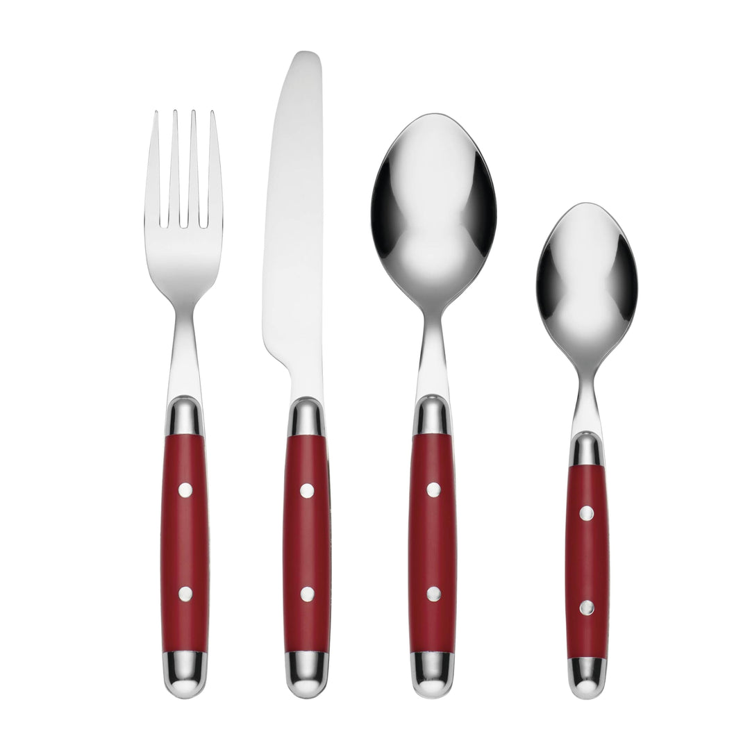 Cambridge Silversmiths 16 Piece Jubilee Flatware Set Red