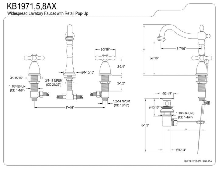 Kingston Brass Heritage 8 in. Widespread Bathroom Faucet