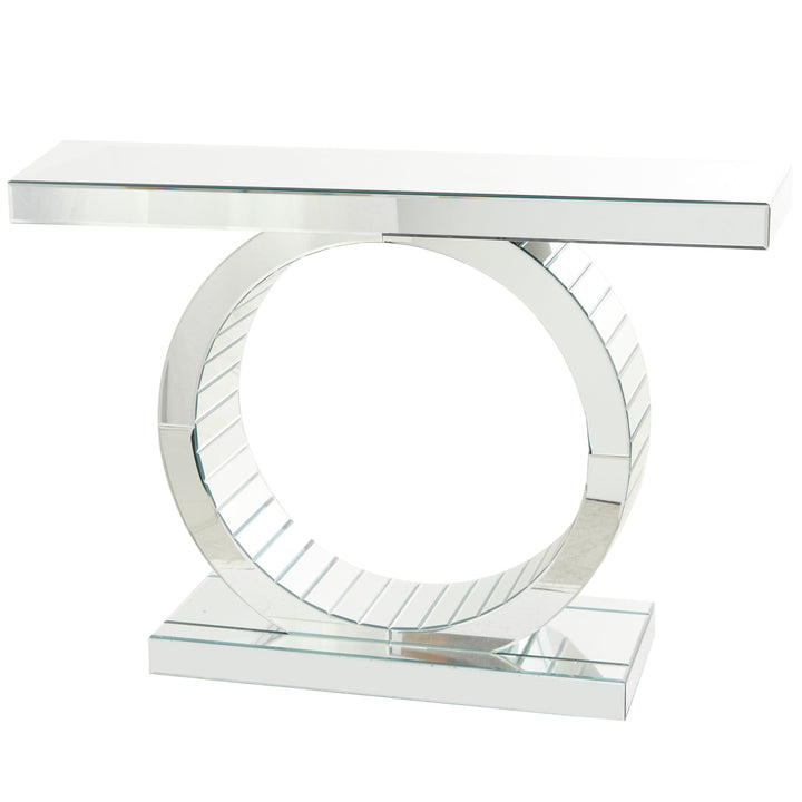 Silver Glass Mirrored Console Table Glam