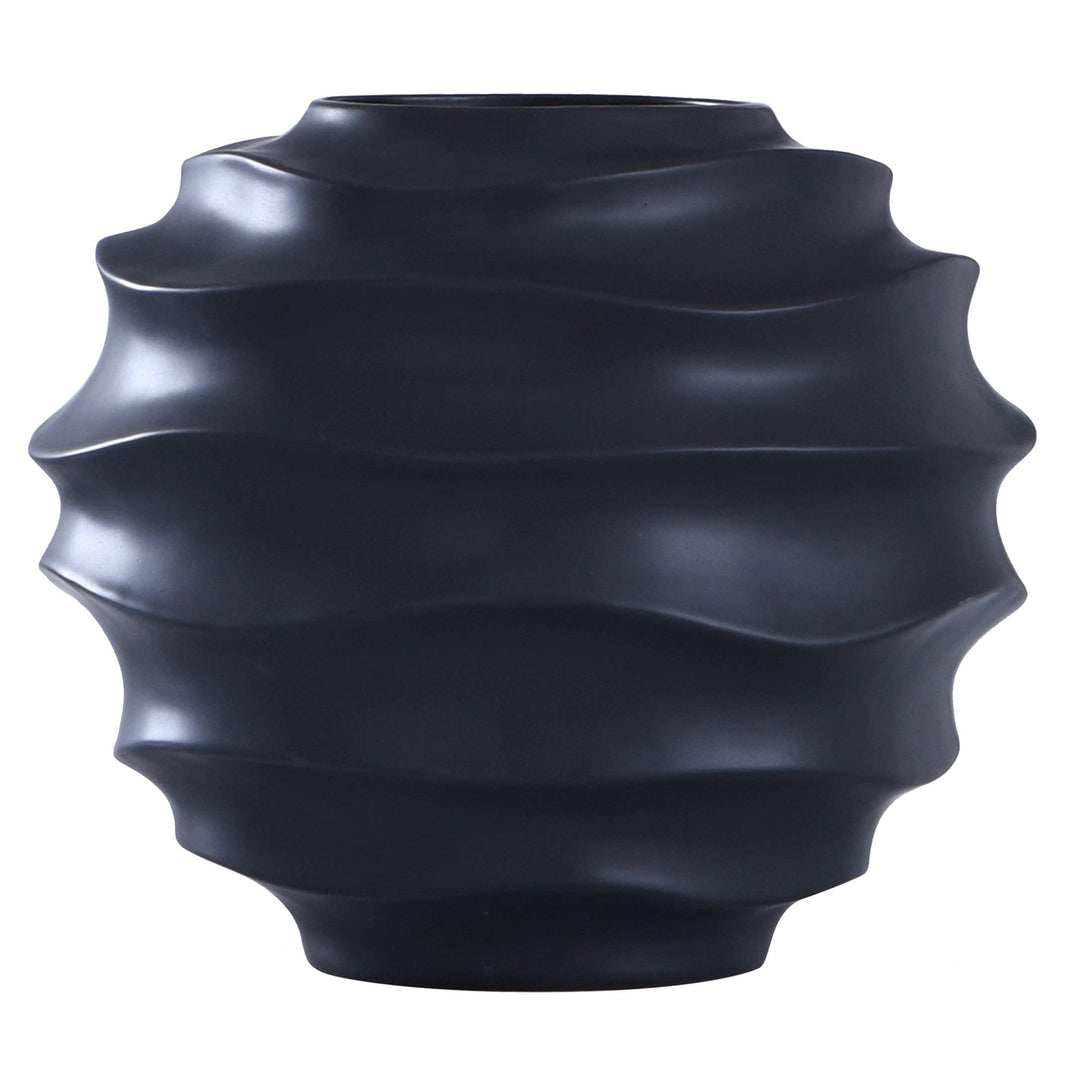 Harp Finial 11-inch Matte Black Cermaics Vase Transitional Ceramic