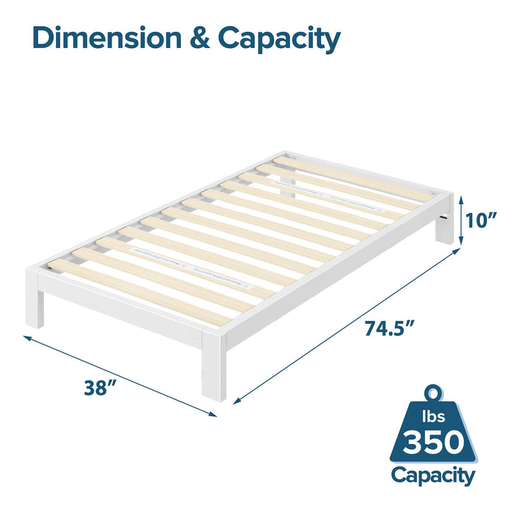 ZINUS Arnav Metal Platform Bed Frame Wood Slat Support No Box Spring Needed Easy White - Twin