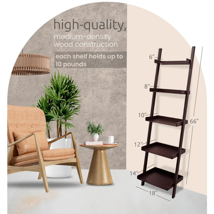 Kiera Grace Providence Hadfield 5 Tier Ladder Shelf Leaning Bookshelf Storage