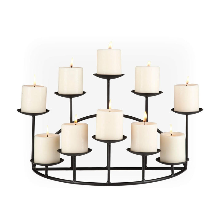 1 Piece Black 10 Candle Platform Holders Candleholder Candelabras Pillar - Diamond Home USA