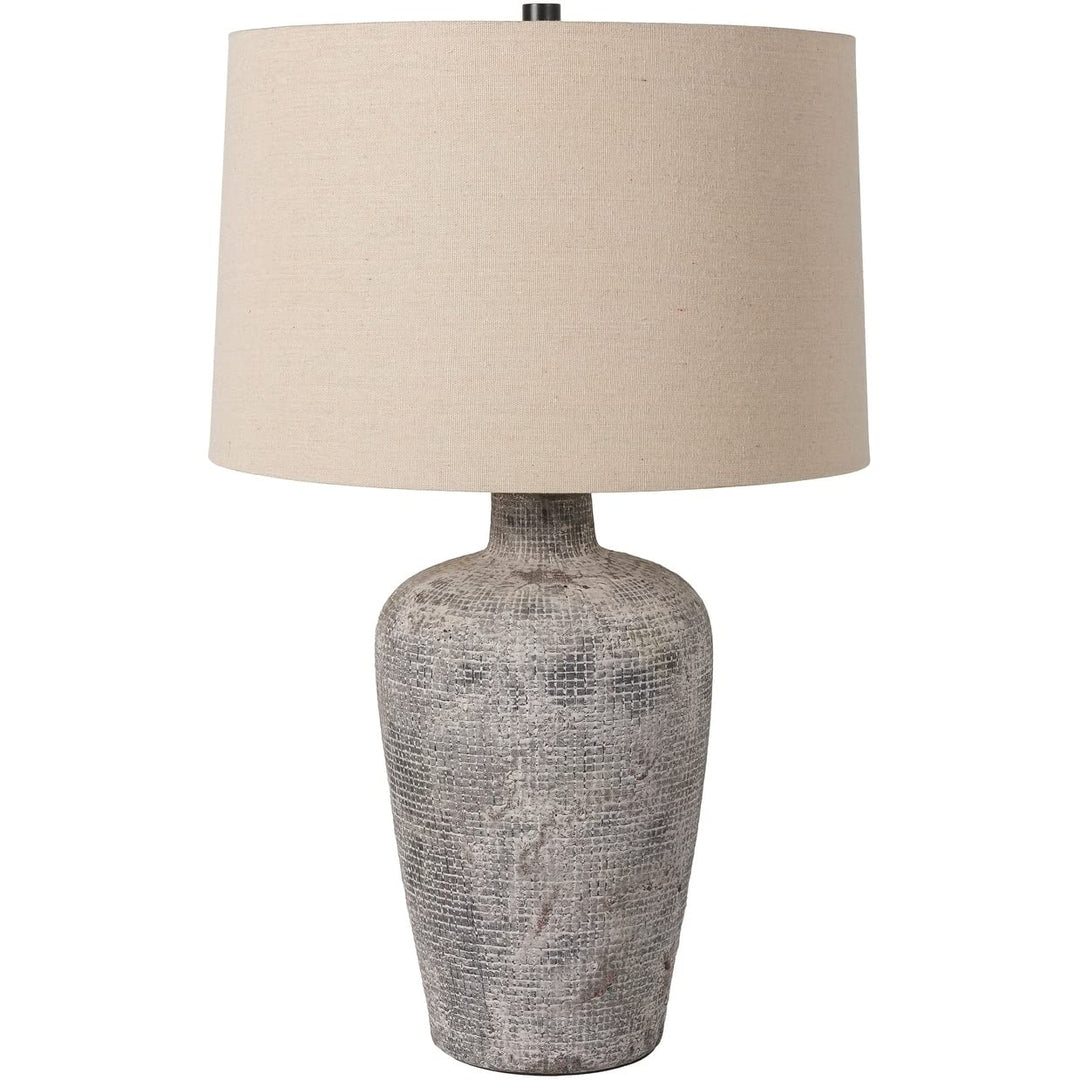 Weathered Ceramic Rustic Table Lamp 25" h X 15" w 15" d Grey Traditional