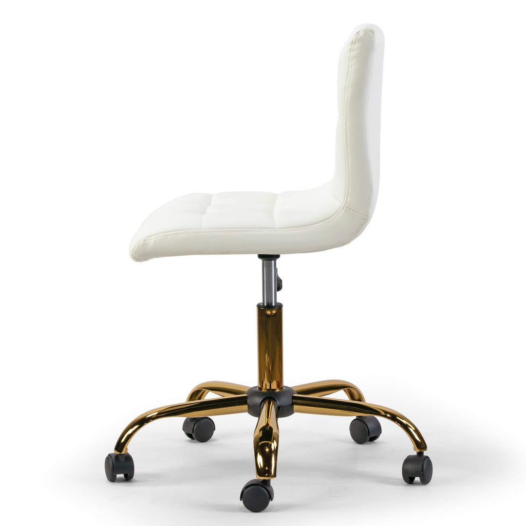 Glamour Home Aman Faux Leather Adjustable Height Swivel Office Chair in Cream