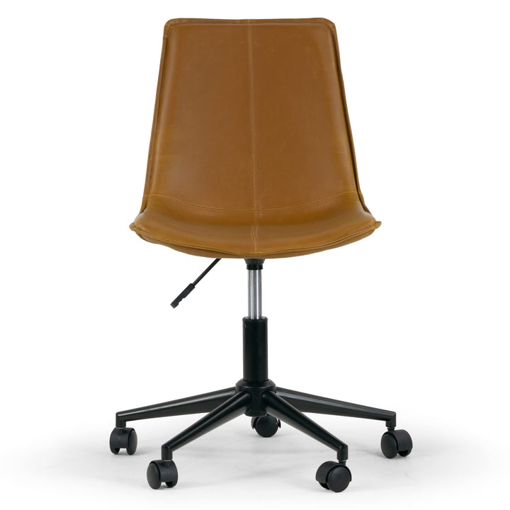 Light Brown Leather Adjustable Height Swivel Office Chair Modern Contemporary