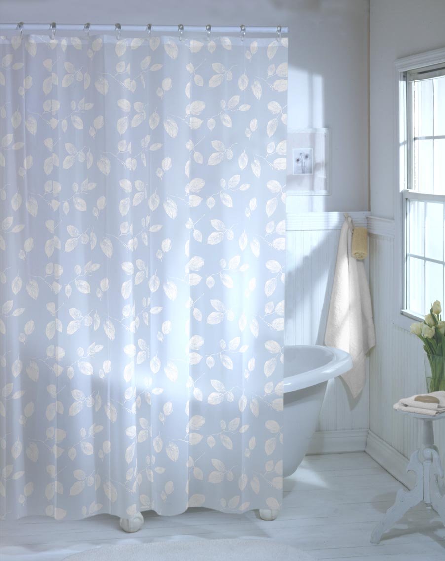 Maytex Mills 60090 Just Leaves Shower Curtain White