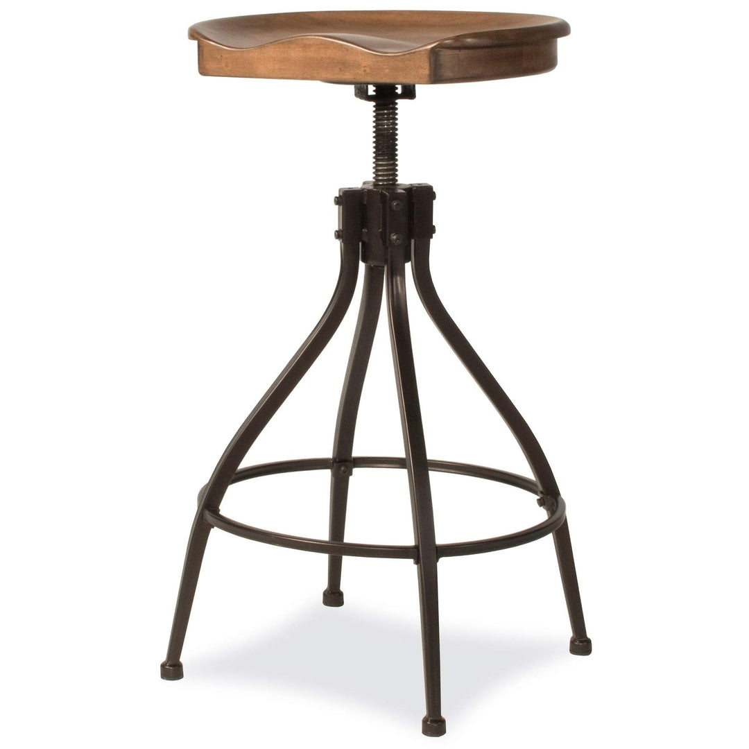 Adjustable Swivel Backless Stool Brown Industrial Modern Contemporary Wood