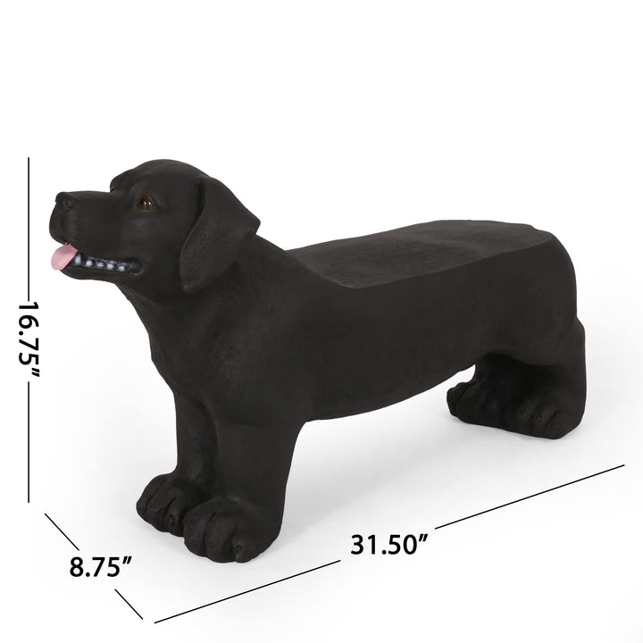 Outdoor Cast Stone Labrador Dog Garden Bench Black Modern Contemporary Concrete