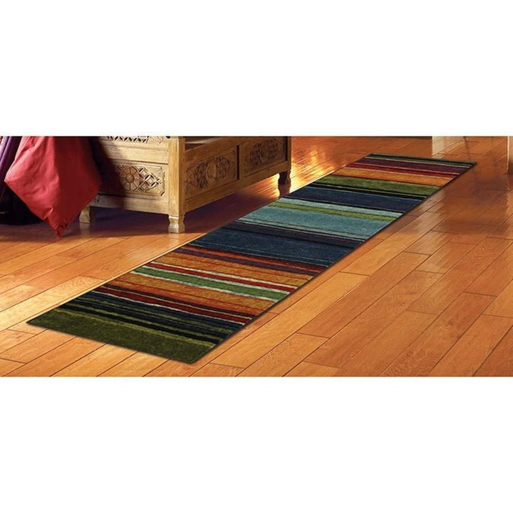 1 Piece Native Rainbow Striped Runner Rug Multi Colored Hallway Entrance Way 2' x 8' Runner - Multi