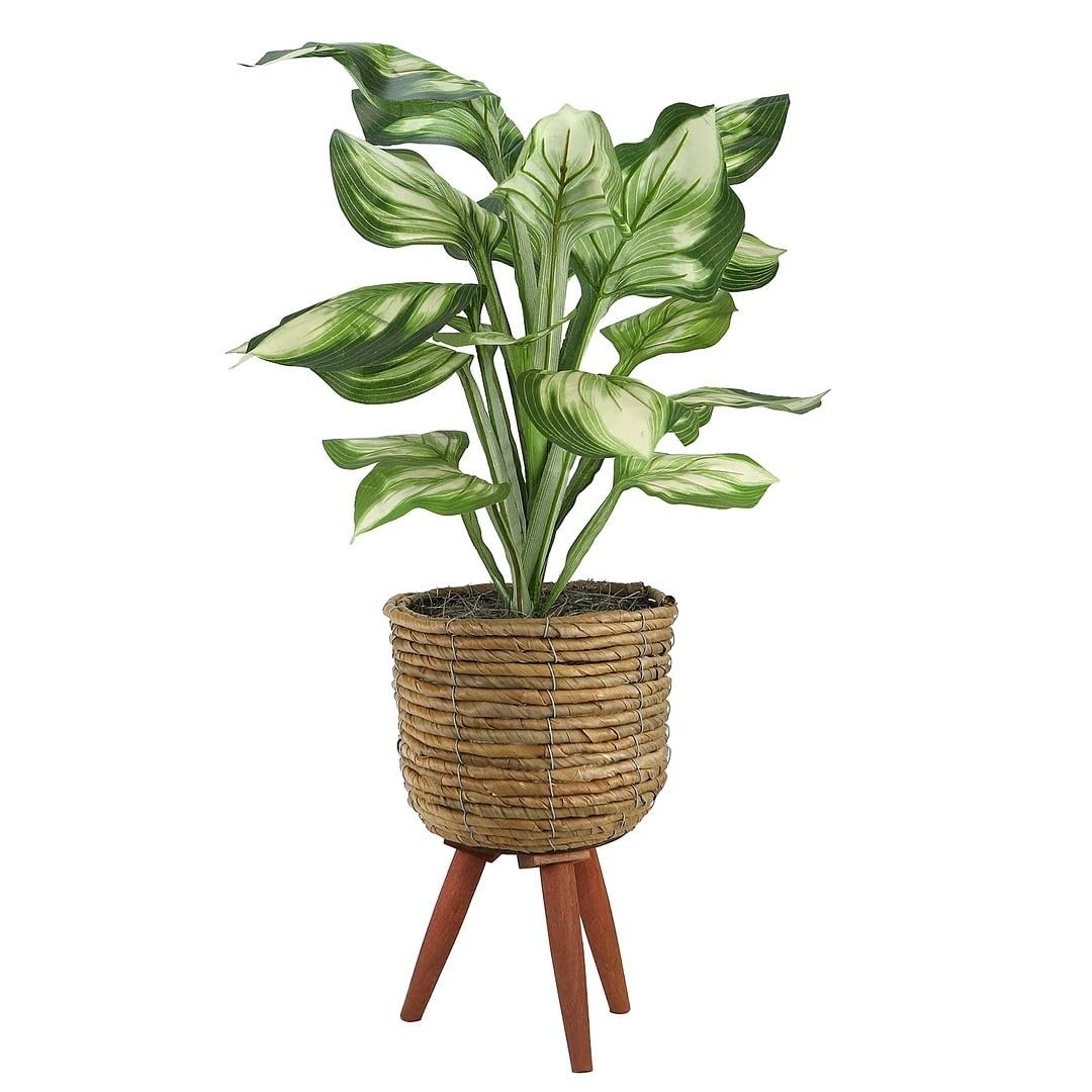 28-inch Artificial in Brown Basket Stand Green