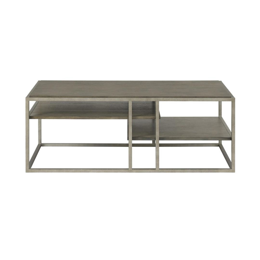 Metal Frame Wood Living Room Coffee Table with Shelf Brown Industrial