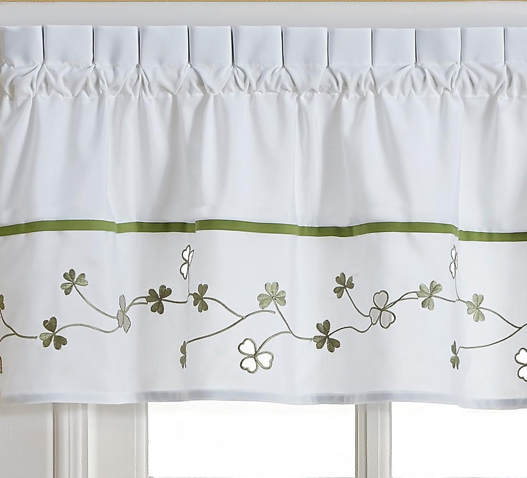 Clover Green/ White 5-piece Curtain Tier and Swag Set