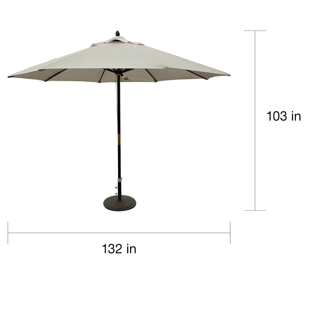 Tropishade 11-foot Dark Wood Market Umbrella with Beige Olefin Cover