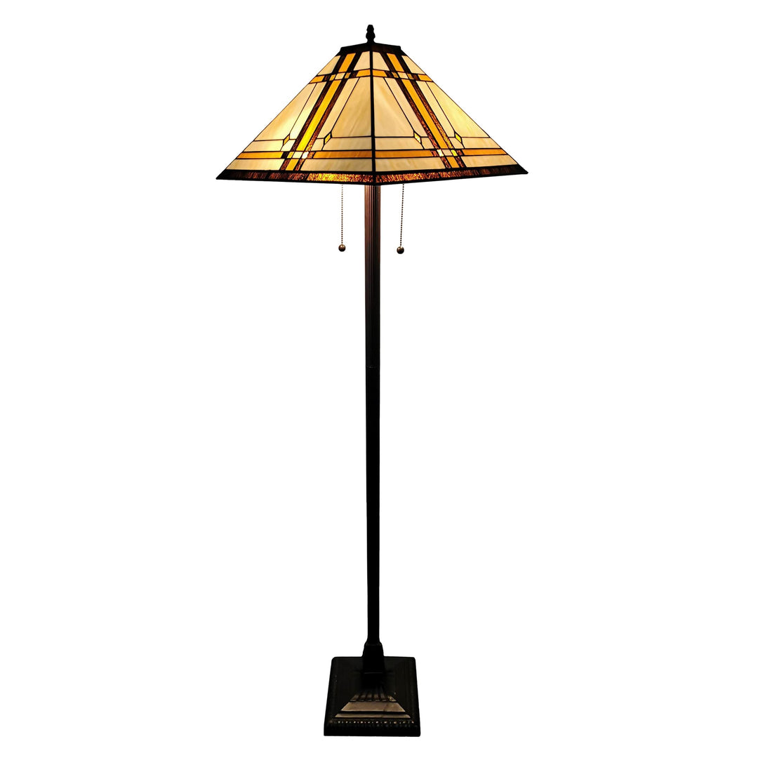 Amora Tiffany Floor Lamp Torchiere - Vintage Standing Light Floor Lamp - 61”