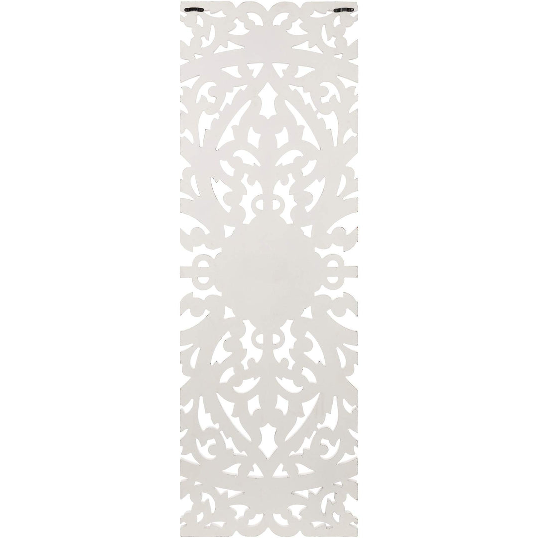 Floral Hand Carved Antique White Wooden 48x48-inch 3-Panel Wall Art Transitional