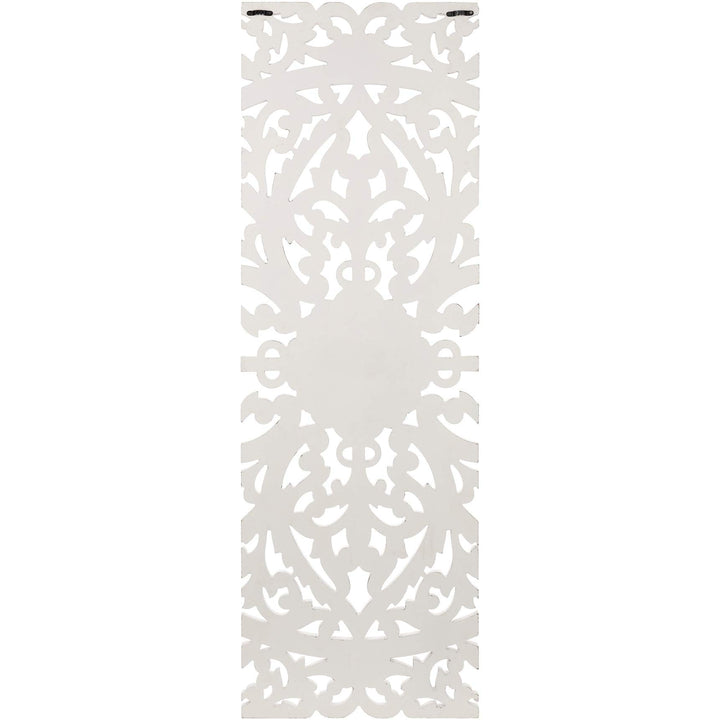 Floral Hand Carved Antique White Wooden 48x48-inch 3-Panel Wall Art Transitional