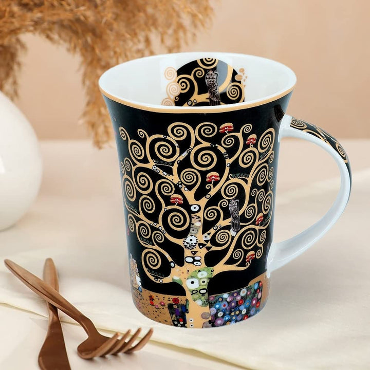 The Tree of Life G.Klimt Porcelain Mug in A Gift Box Multi Color Textured