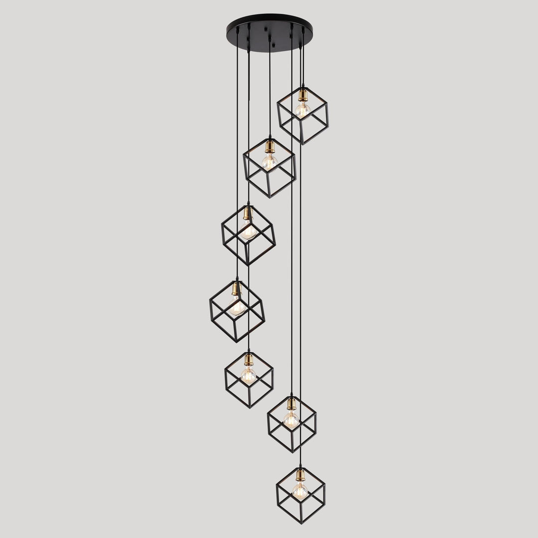 7 Light Cluster Geometric Staircase Adjustable Height Stairway Chandelier - Diamond Home USA