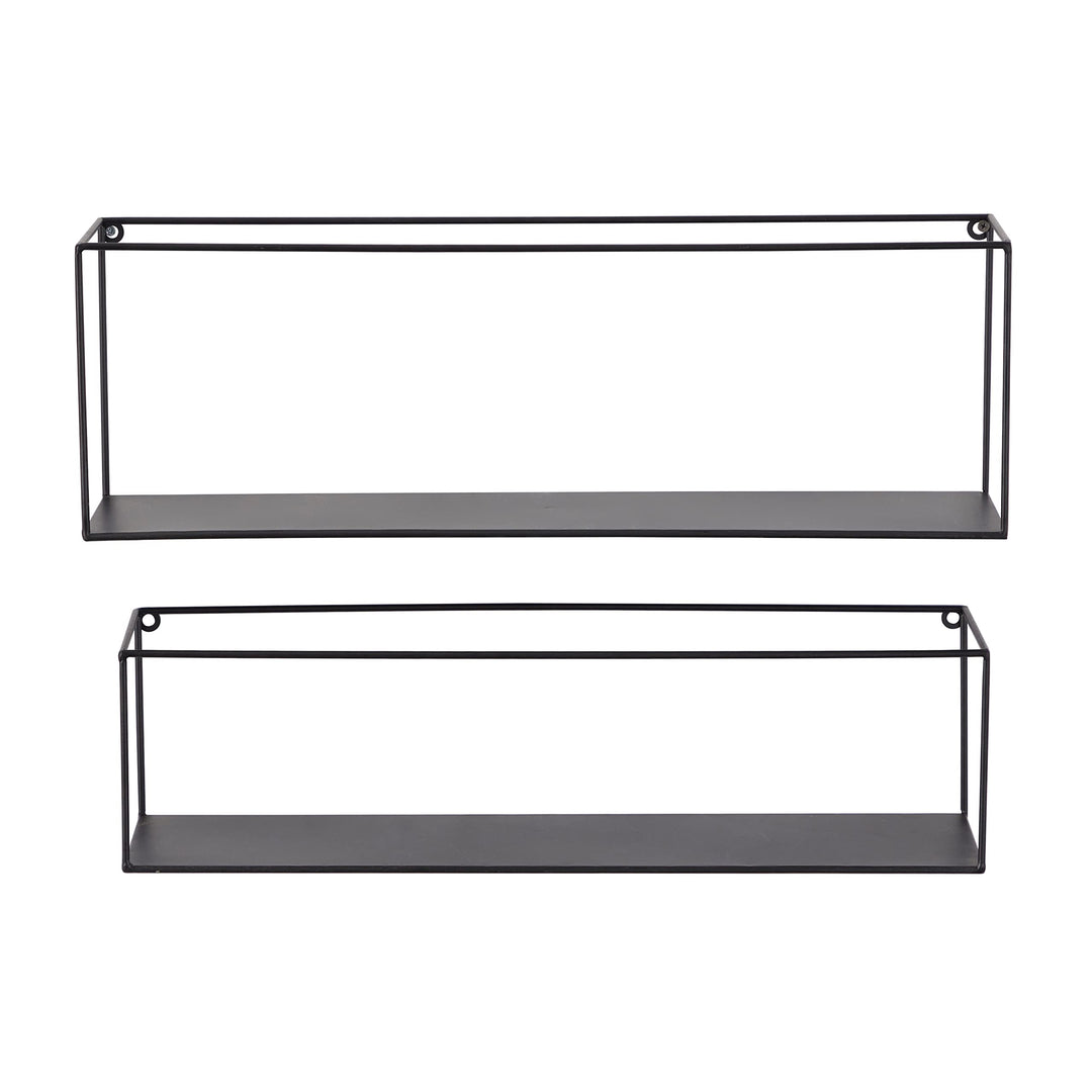 Black Metal Modern Wall Shelf (Set of 2) S/2 24" 23" w Contemporary