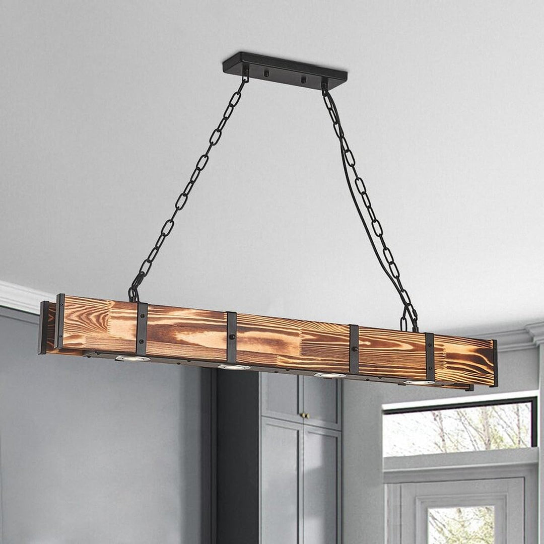 4-light Wooden Kitchen Island Linear Lighting Fixture Led Ceiling Light for - Diamond Home USA