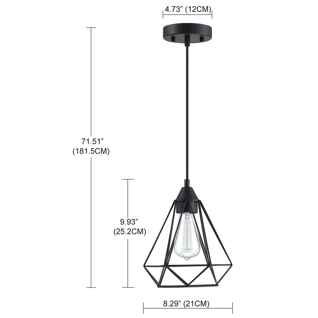 1-light With Black Finish And Steel Cage Shade1*e26 Black Modern Contemporary - Diamond Home USA