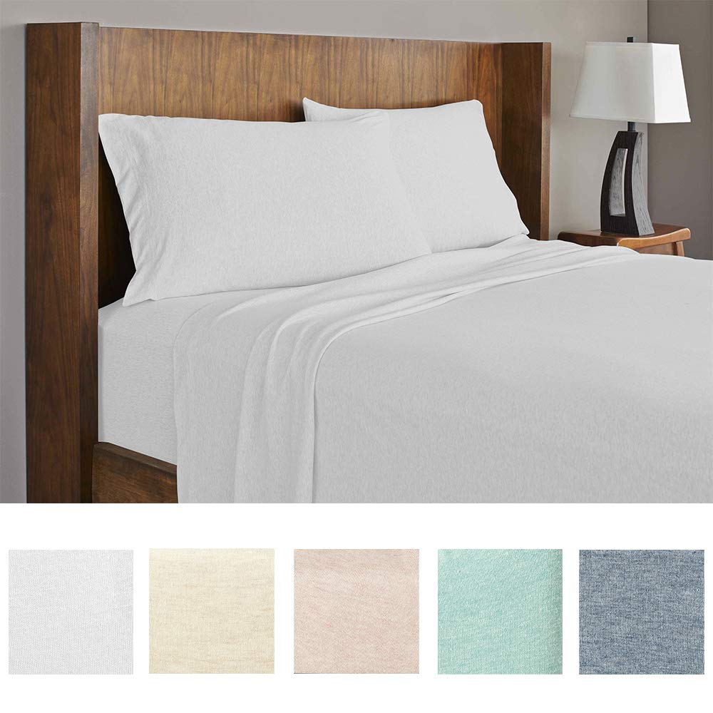 ROYALE LINENS Soft Tees Luxury Cotton Modal Jersey Knit Sheet Set Silver Queen Queen - Silver