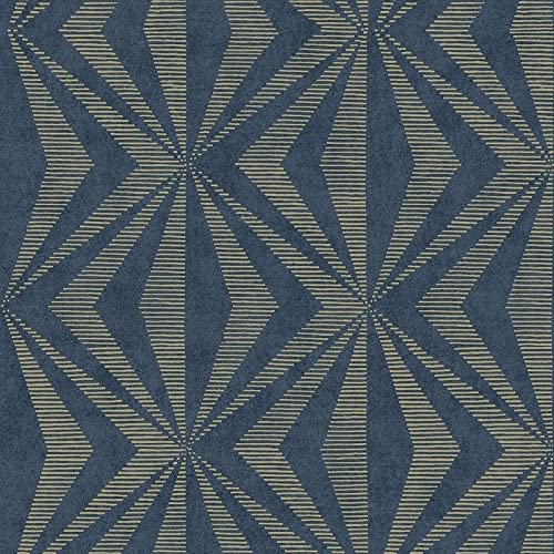 Blue Geometric Wallpaper Modern Contemporary Vinyl Washable