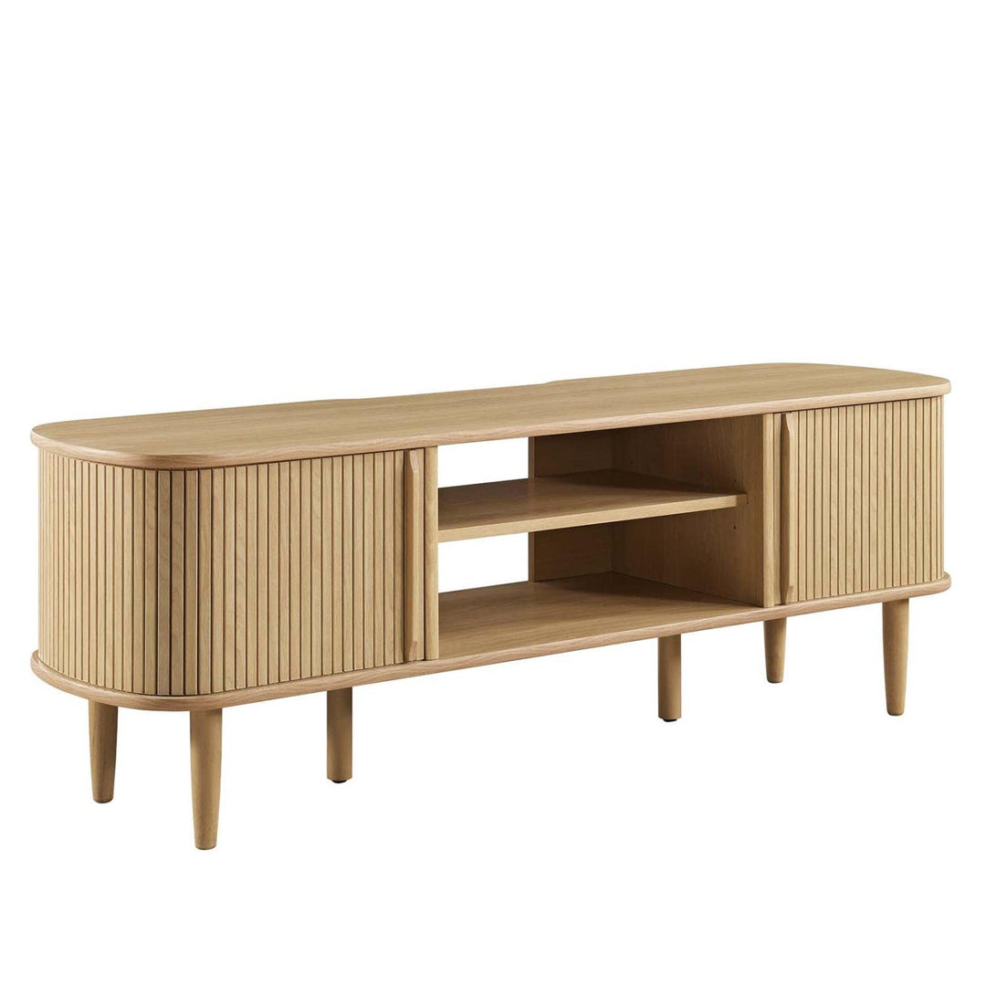 Modway Contour Mid-Century Modern 55" Media TV Stand in Oak 15 x 54.5 x 18.5