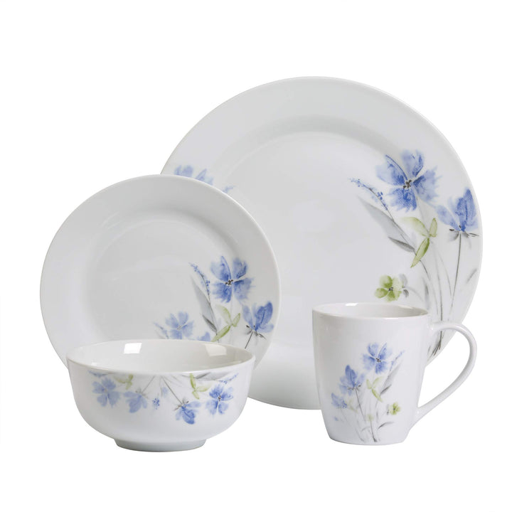 Tabletops Gallery Wildflower - 16 Piece Round Rim Dinnerware Set Service of 4