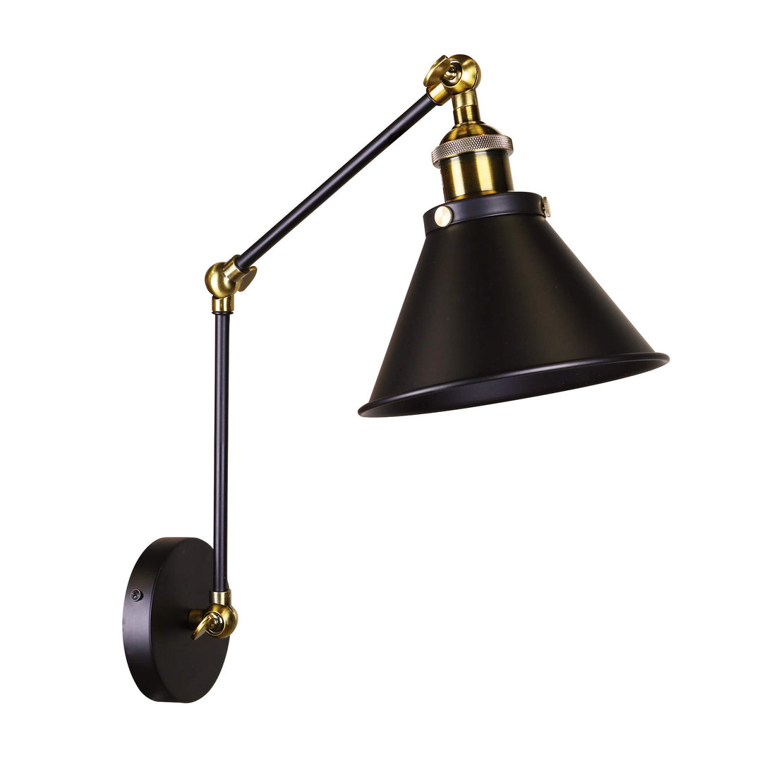 Warehouse of Tiffany LD5057 Payne Matte Black & Antique Brass 1-Light Metal Cone