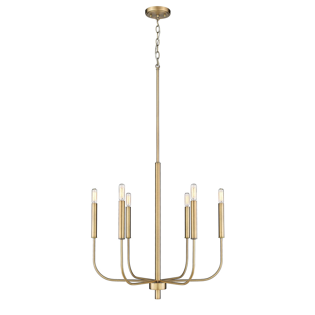 6 Light id Century odern 25" X Chandelier in Aged Brass etallic id-century - Diamond Home USA