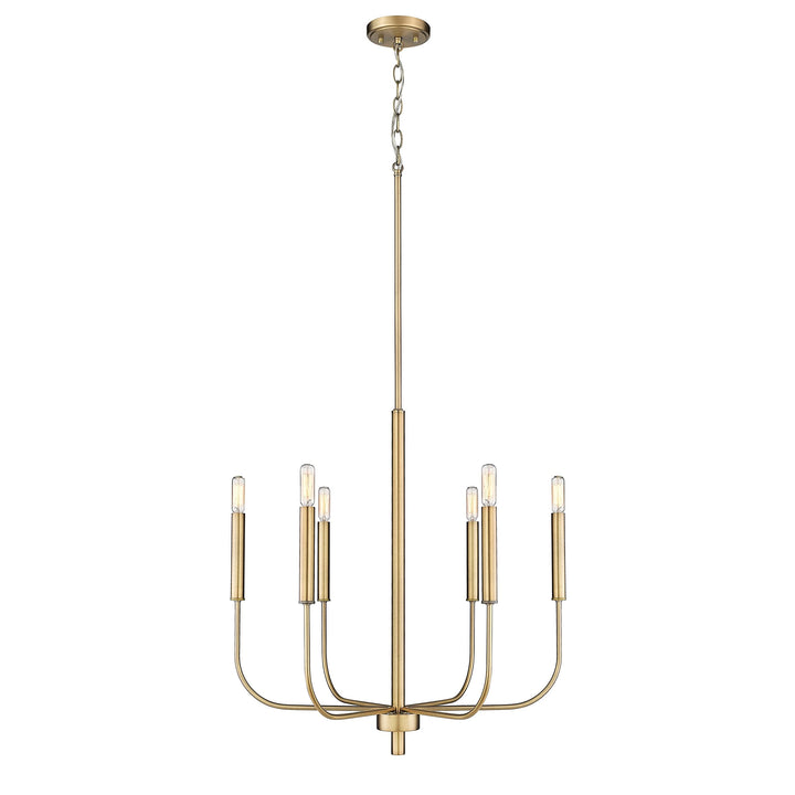 6 Light id Century odern 25" X Chandelier in Aged Brass etallic id-century - Diamond Home USA