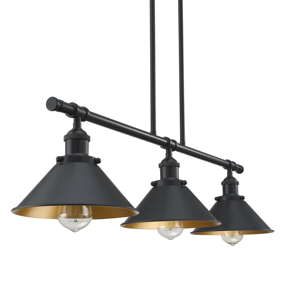 36.25 in. 3-light Island Chandelier with Matte Black Finish Farmhouse Metal - Diamond Home USA