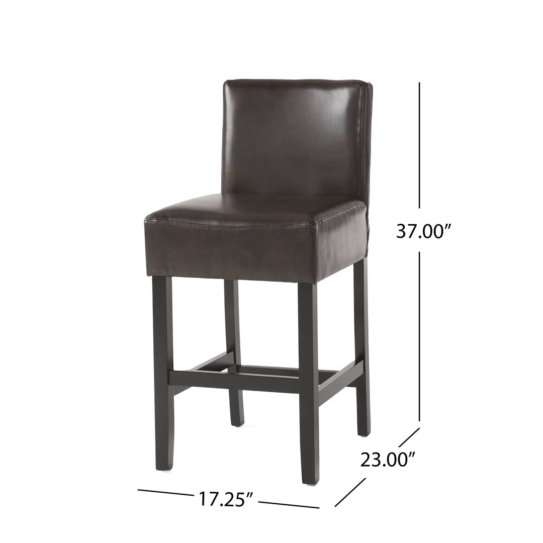 Christopher Knight Home Lopez Leather Counter Stools 2-Pcs Set Brown